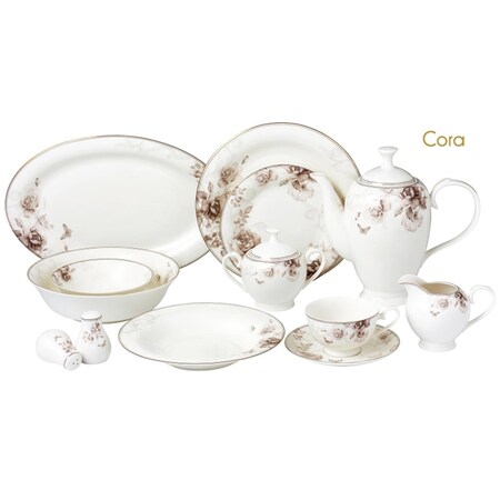 Lorenzo Import 57 Piece Dinnerware Set & Bone China Service for 8 People - Cora LO329651